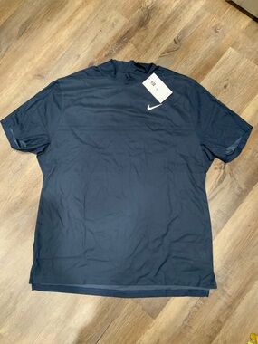 New Nike Tiger Woods Mock Neck Golf Polo Shirt Navy Blue DR5324-410 Men’s Sz L